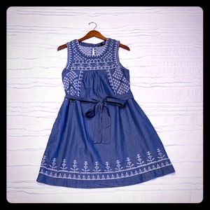 Embroidered Denim Dress